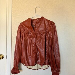 Women's Rusty Red Pleather Jacket